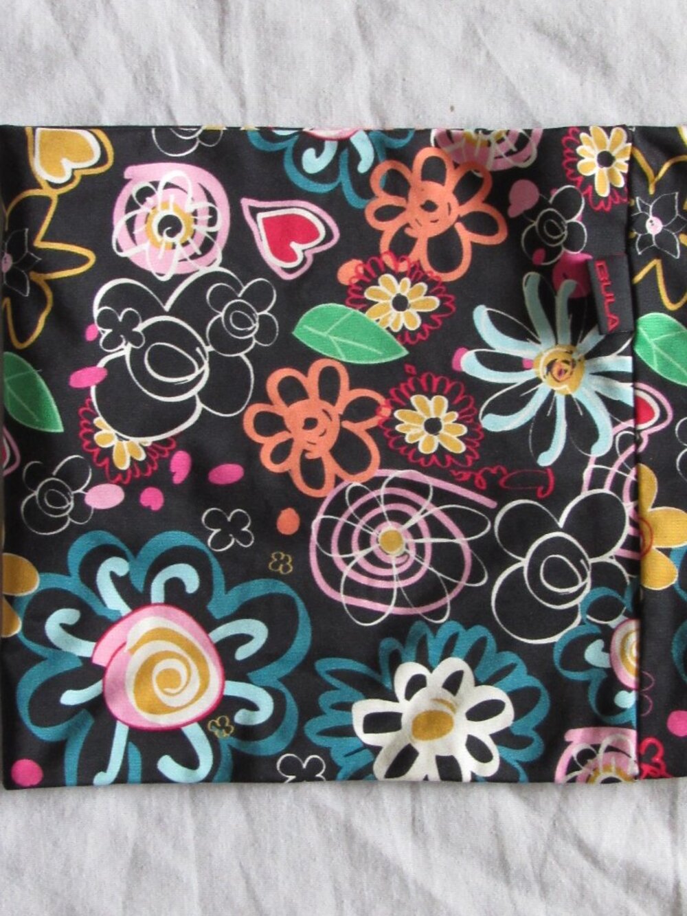 Bula Black Scribble Floral Neck Gaiter Neckwarmer Scarf Tube One Size